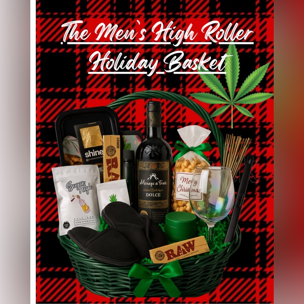 Holiday Gift Basket with Wine and Snacks